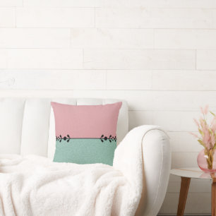 Minimalistische roze en mintgroene met zwarte vers kussen