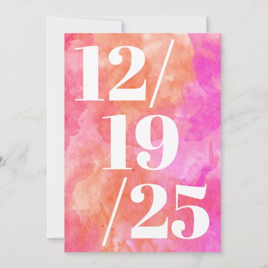 Minimalistische roze en Oranje gedurfde chique bru Kaart (Achterkant)