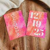 Minimalistische roze en Oranje gedurfde chique bru Kaart