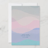 Minimalistische roze en pastel blauwe bruiloft uit kaart (Achterkant)