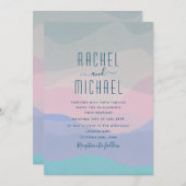 Minimalistische roze en pastel blauwe bruiloft uit kaart (Voorkant / Achterkant)