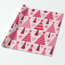Minimalistische roze en rode kerstbomen patroon