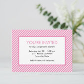 Minimalistische roze en witte diagonale streep doo kaart (Staand voorkant)