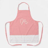 Minimalistische Roze en Witte Monogram Schort (Voorkant)