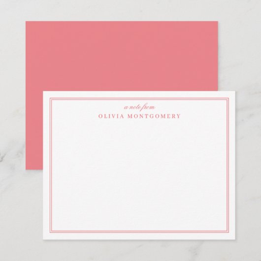 Minimalistische Roze en Witte Naam Persoonlijk Notitiekaartje (Voorkant / Achterkant)