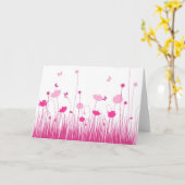 Minimalistische roze en witte papavers Meadow Flor Kaart (Gele Bloem)