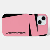 Minimalistische roze en zwarte streep gepersonalis Case-Mate iPhone case (Achterkant (horizontaal))