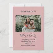 Minimalistische Roze Foto Bruiloft Save The Date (Voorkant)
