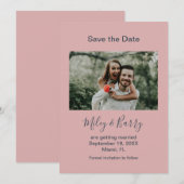 Minimalistische Roze Foto Bruiloft Save The Date (Voorkant / Achterkant)