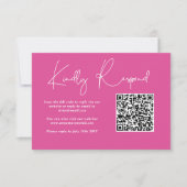 Minimalistische roze Fuchsia bruiloft QR-code RSVP Kaartje (Voorkant)