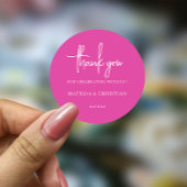 Minimalistische roze Fuchsia bruiloft Ronde Sticker