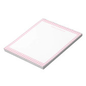 Minimalistische Roze Gingham Monogram Notitieblok (Linkerzijde)