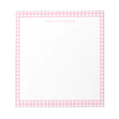 Minimalistische Roze Gingham Monogram Notitieblok (Voorkant)