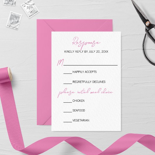 Minimalistische Roze Gladiolus Wedding RSVP Kaart