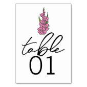 Minimalistische roze gladiool bruiloft tafel numme kaart (Voorkant)