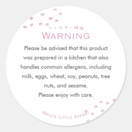 Minimalistische Roze Glitter Stip Allergie Waarsch Ronde Sticker