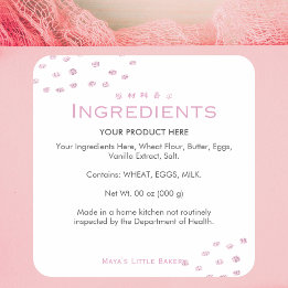 Minimalistische Roze Glitter Stip Bakkerij Ingredi Vierkante Sticker