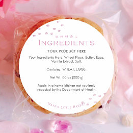 Minimalistische Roze Glitter Stip Ingredientenlijs Ronde Sticker