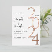 Minimalistische Roze Gouden Afstudeercadeau Folie Uitnodiging (Staand Voorkant)