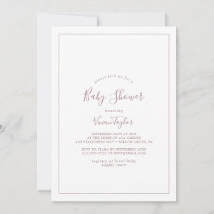 Minimalistische Roze Gouden Baby Shower Uitnodigin Kaart