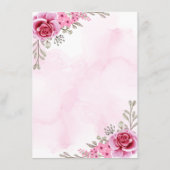 Minimalistische Roze Gouden Bloemige Bruiloft Menu (Achterkant)