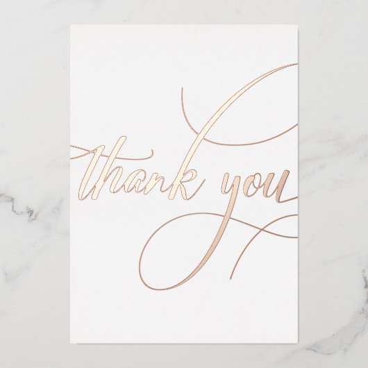 Minimalistische Roze Gouden Calligrafie Dank Je We Folie Feestdagenkaart (Voorkant)