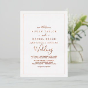 Minimalistische roze gouden folie bruiloft uitnodiging