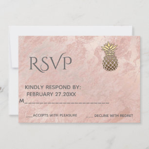 Minimalistische roze gouden marmer gouden ananas R Kaart