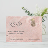 Minimalistische roze gouden marmeren gouden ananas kaart (Staand voorkant)