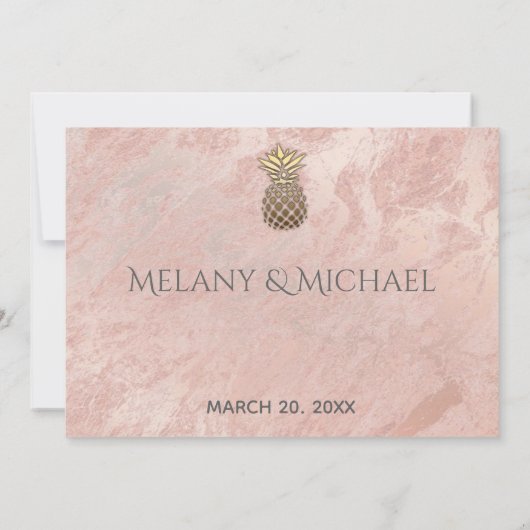 Minimalistische roze gouden marmeren gouden ananas kaart (Achterkant)