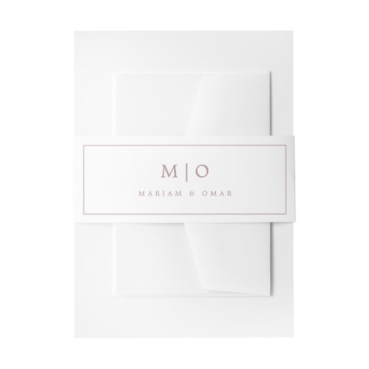 Minimalistische roze gouden monogram bruiloft  uitnodigingen wikkel (Voorkant Voorbeeld)