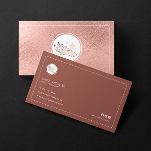 Minimalistische Roze Gouden Nagelstylist Manicuris Visitekaartje