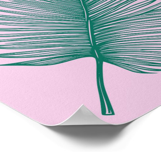 Minimalistische roze groene palmblad botanische ku poster (Hoek)