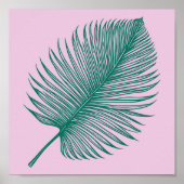 Minimalistische roze groene palmblad botanische ku poster (Voorkant)