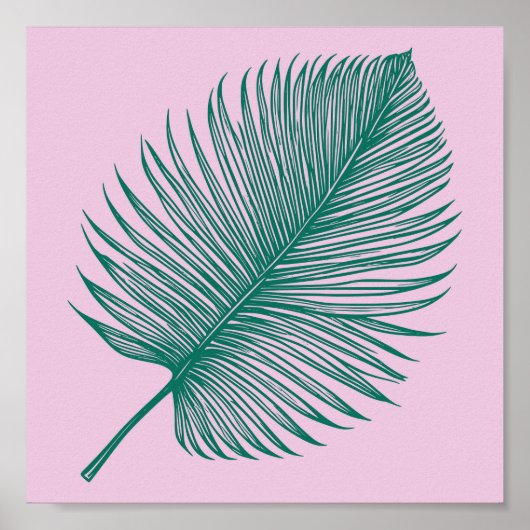 Minimalistische roze groene palmblad botanische ku poster (Voorkant)
