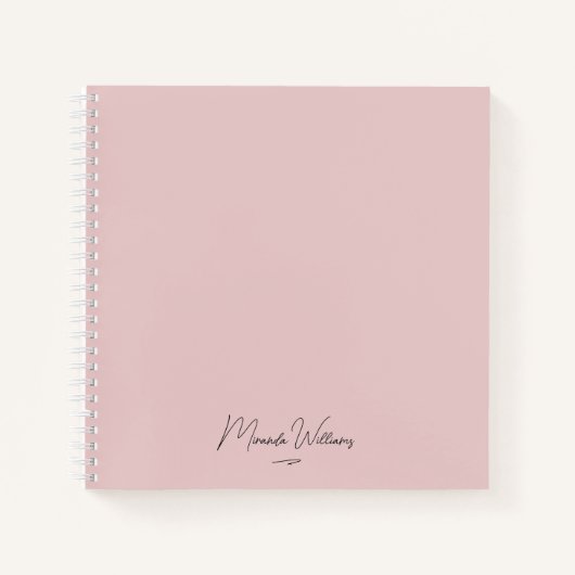 Minimalistische Roze Handgeschreven Aangepaste Naa Notitieboek (Voorkant)