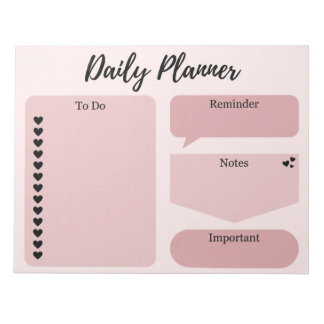 Minimalistische Roze Hart Dagelijkse Planner Notit Notitieblok