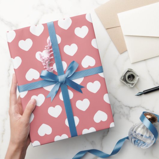 Minimalistische Roze Harten Cadeaupapier (Geschenken)