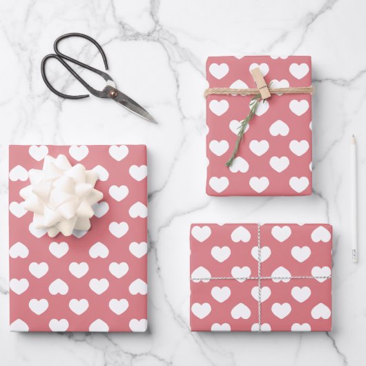 Minimalistische Roze Harten Inpakpapier Vel (Voorkant)