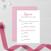 Minimalistische Roze Huwelijk RSVP Kaart
