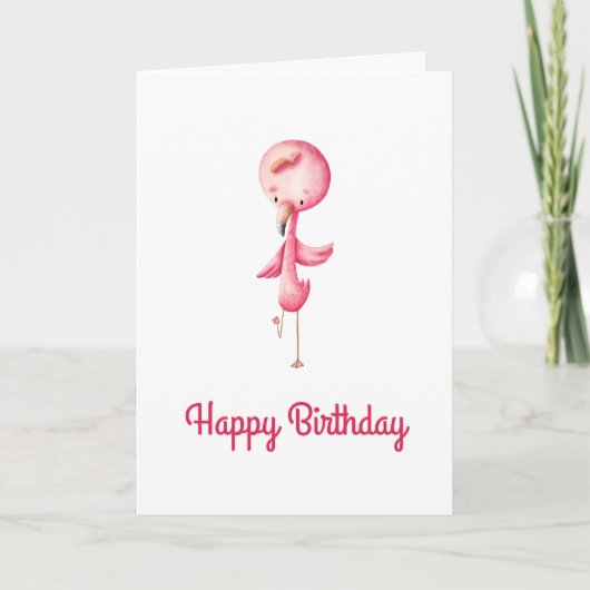 Minimalistische Roze Illustratie van Flamingo Gepe Kaart (Voorkant)