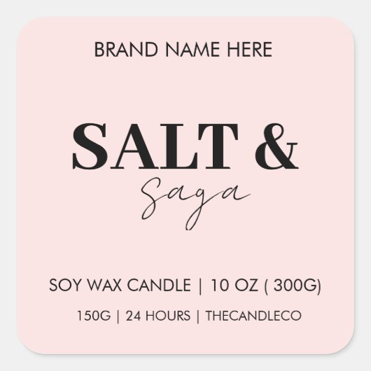 Minimalistische roze kaars in blosemtint  | Elegan Vierkante Sticker (Voorkant)