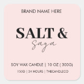 Minimalistische roze kaars in blush tint | Elegant Vierkante Sticker (Voorkant)