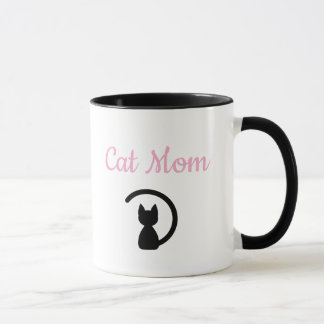 Minimalistische Roze Kat Moeder Script Zwarte Kat  Mok