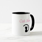 Minimalistische Roze Kat Moeder Script Zwarte Kat Mok (Voorkant rechts)