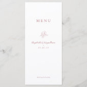 Minimalistische roze kersenbloesem monogram bruilo menu (Voorkant)