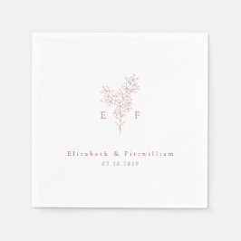 Minimalistische Roze Kersenbloesem Monogram Krans Servet