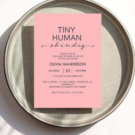 Minimalistische roze kleine menselijke Shindig Bab Kaart