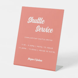 Minimalistische Roze Koraal Huwelijkshuttle Servic Reclamebord Met Voetstuk
