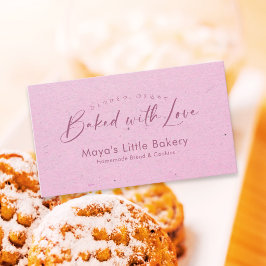Minimalistische Roze Kraft Elegante Script Bakkeri Visitekaartje